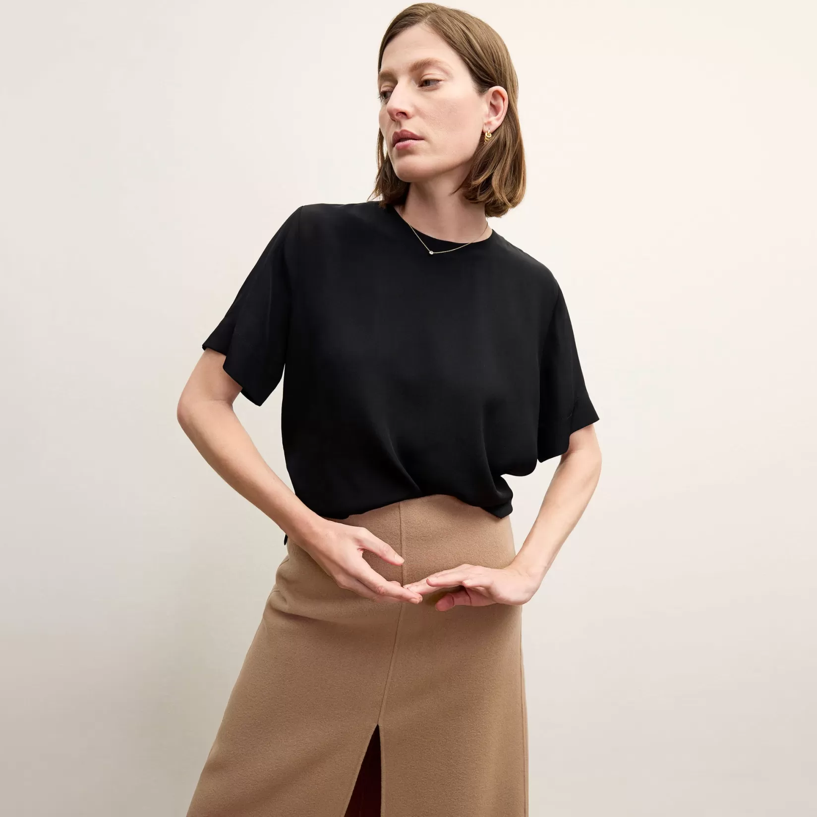 Tops | M.M.LaFleur The Annika Tee - Washable Silk Black