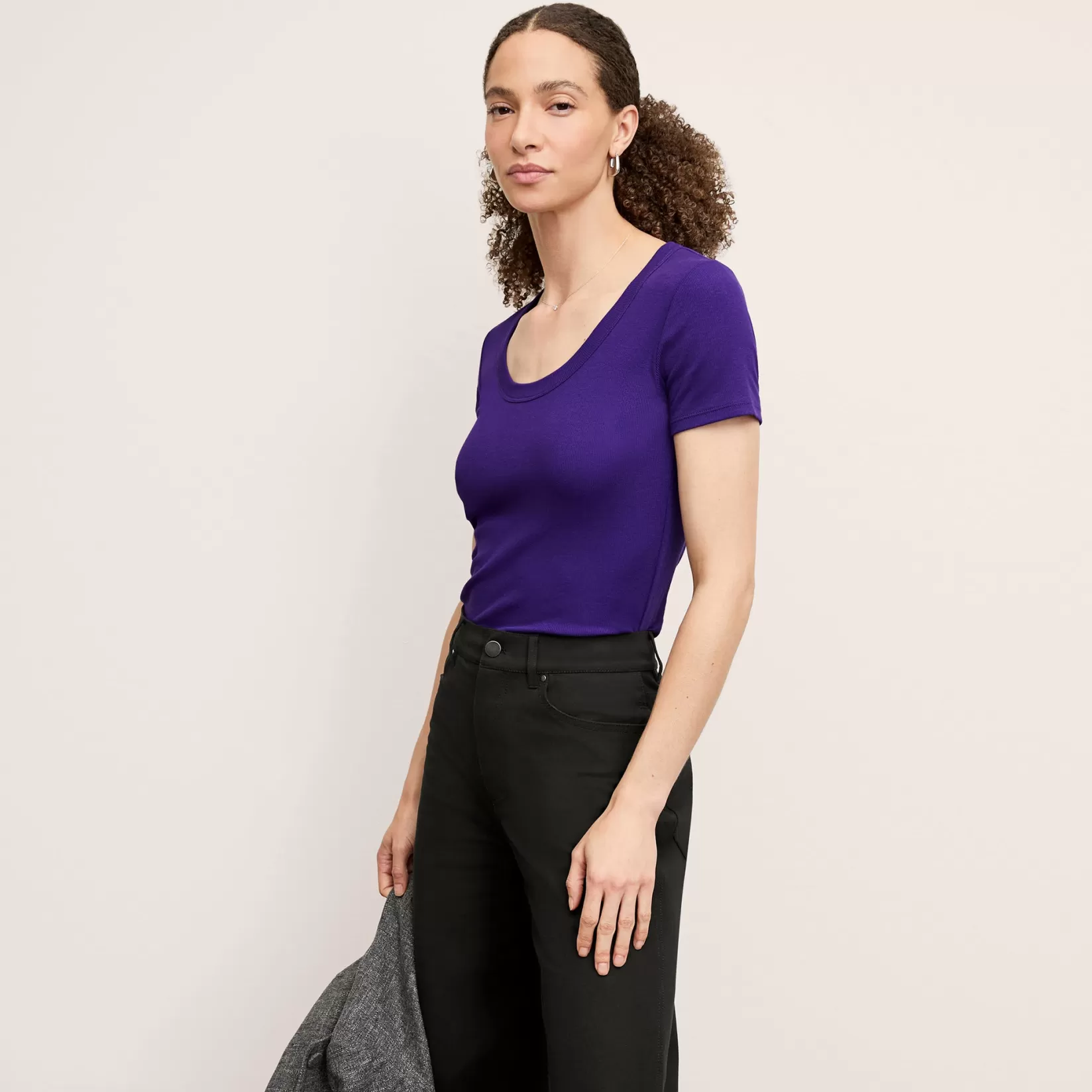 Tops | T-Shirts | M.M.LaFleur The Avi T-Shirt - Organic Ribbed Pima Cotton Ube
