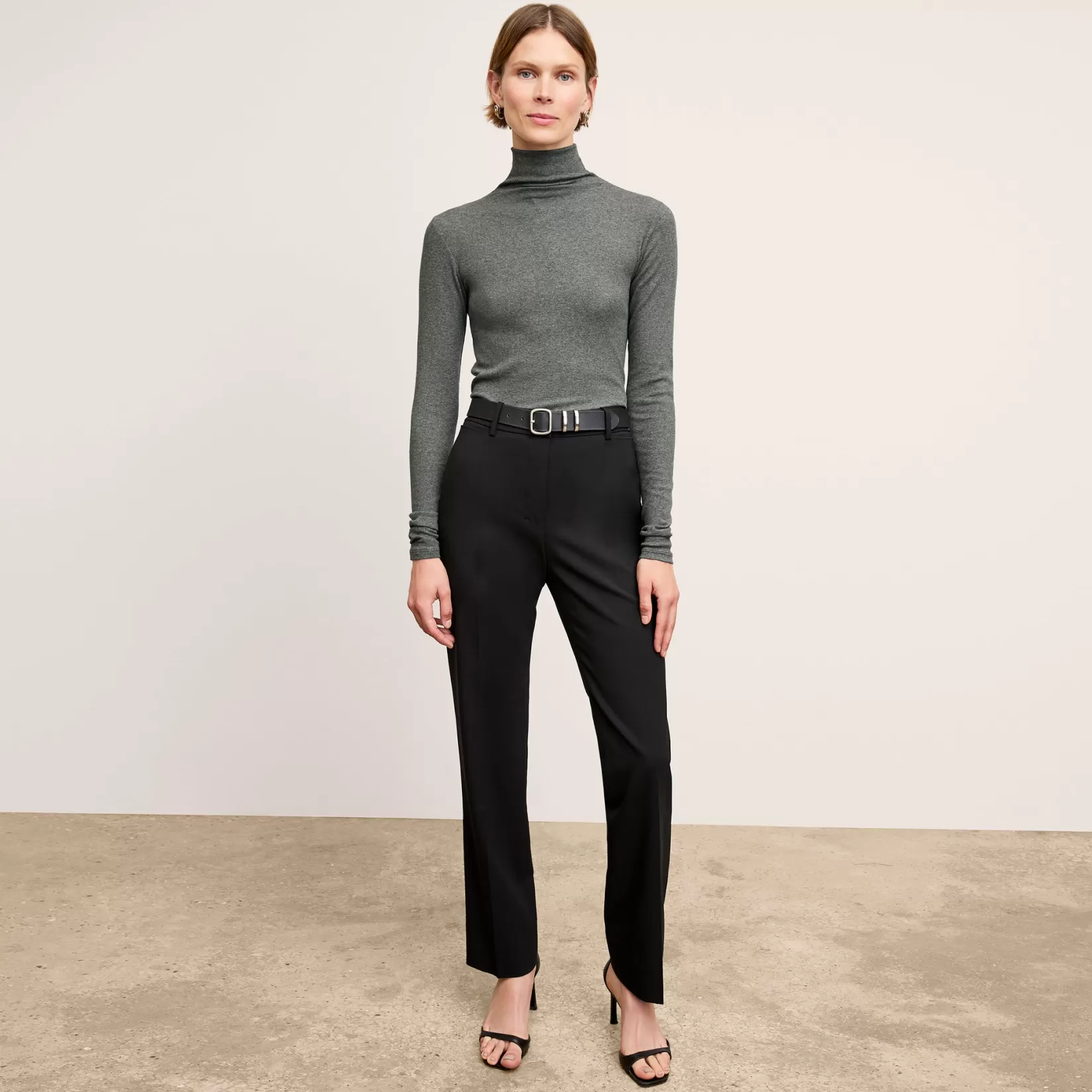 T-Shirts | M.M.LaFleur The Axam Turtleneck - Organic Ribbed Pima Cotton Charcoal
