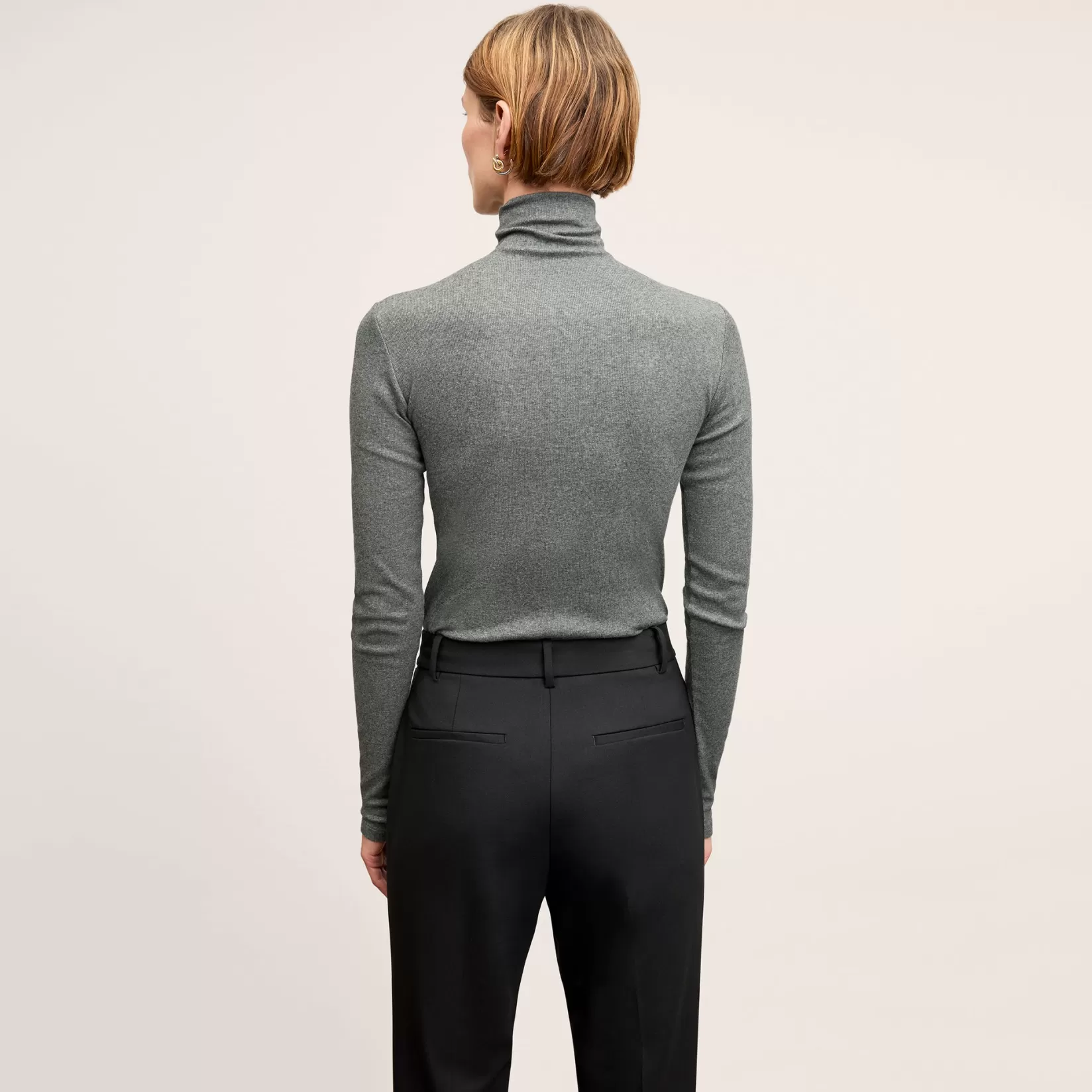 T-Shirts | M.M.LaFleur The Axam Turtleneck - Organic Ribbed Pima Cotton Charcoal