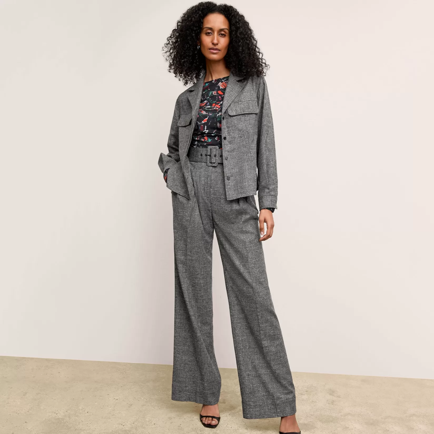 Suiting | M.M.LaFleur The Bia Pleated Trouser - Crosshatch Suiting Black/White