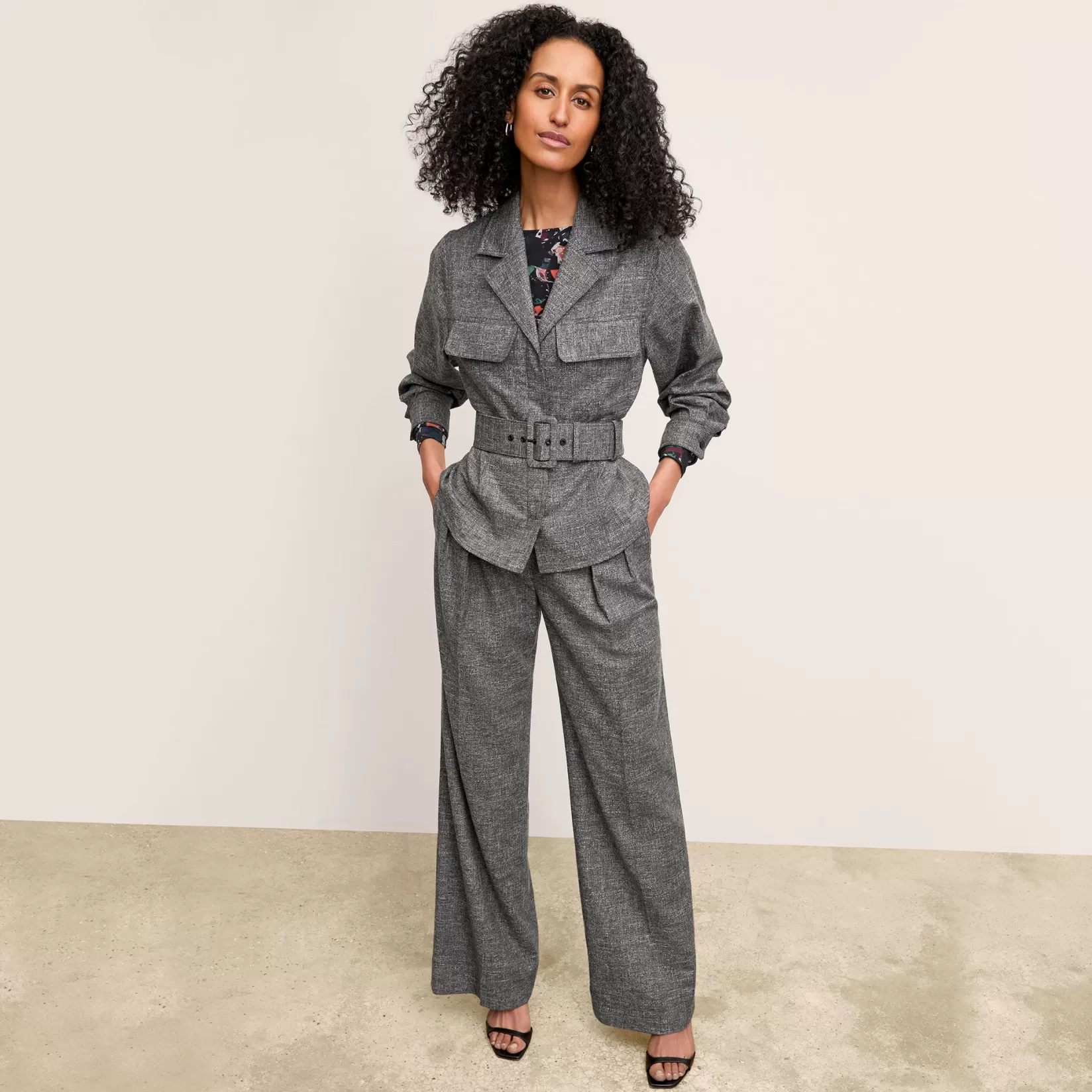 Suiting | M.M.LaFleur The Bia Pleated Trouser - Crosshatch Suiting Black/White