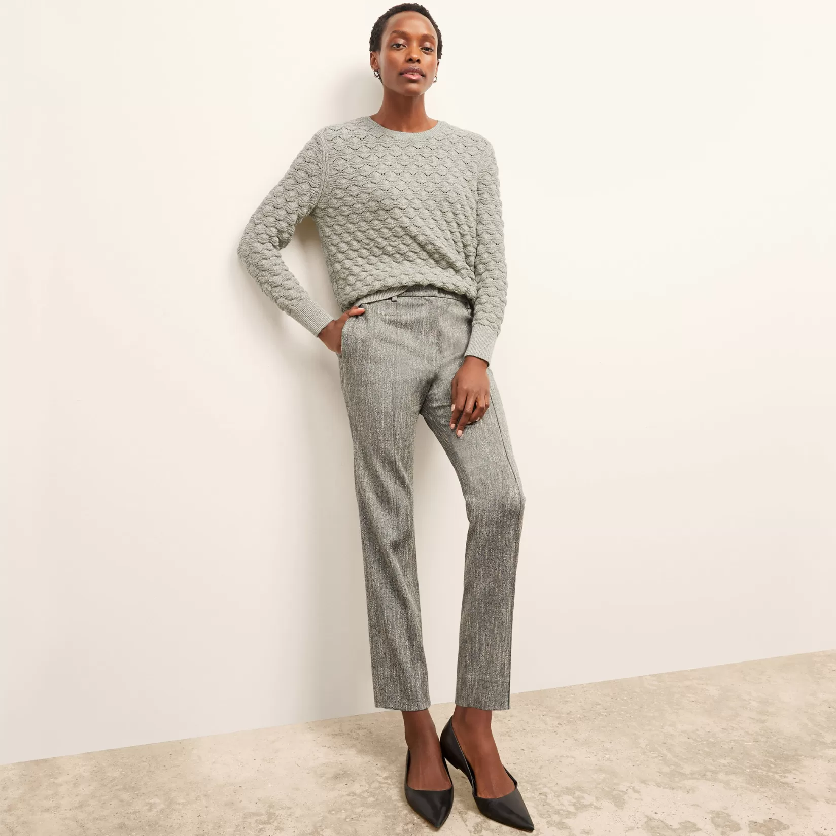 Sweaters | M.M.LaFleur The Butler Sweater - Wavy Cotton Knit GrayMelange