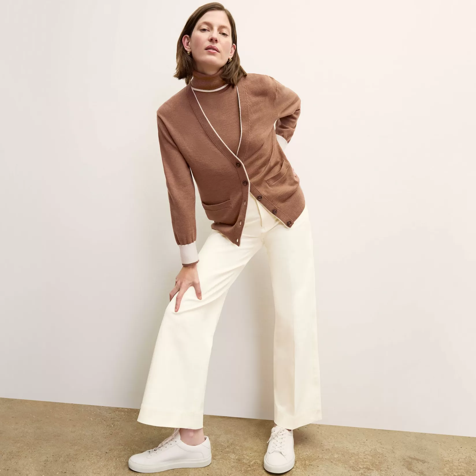 Sweaters | M.M.LaFleur The Cookie Cardigan - Merino Camel/Ivory