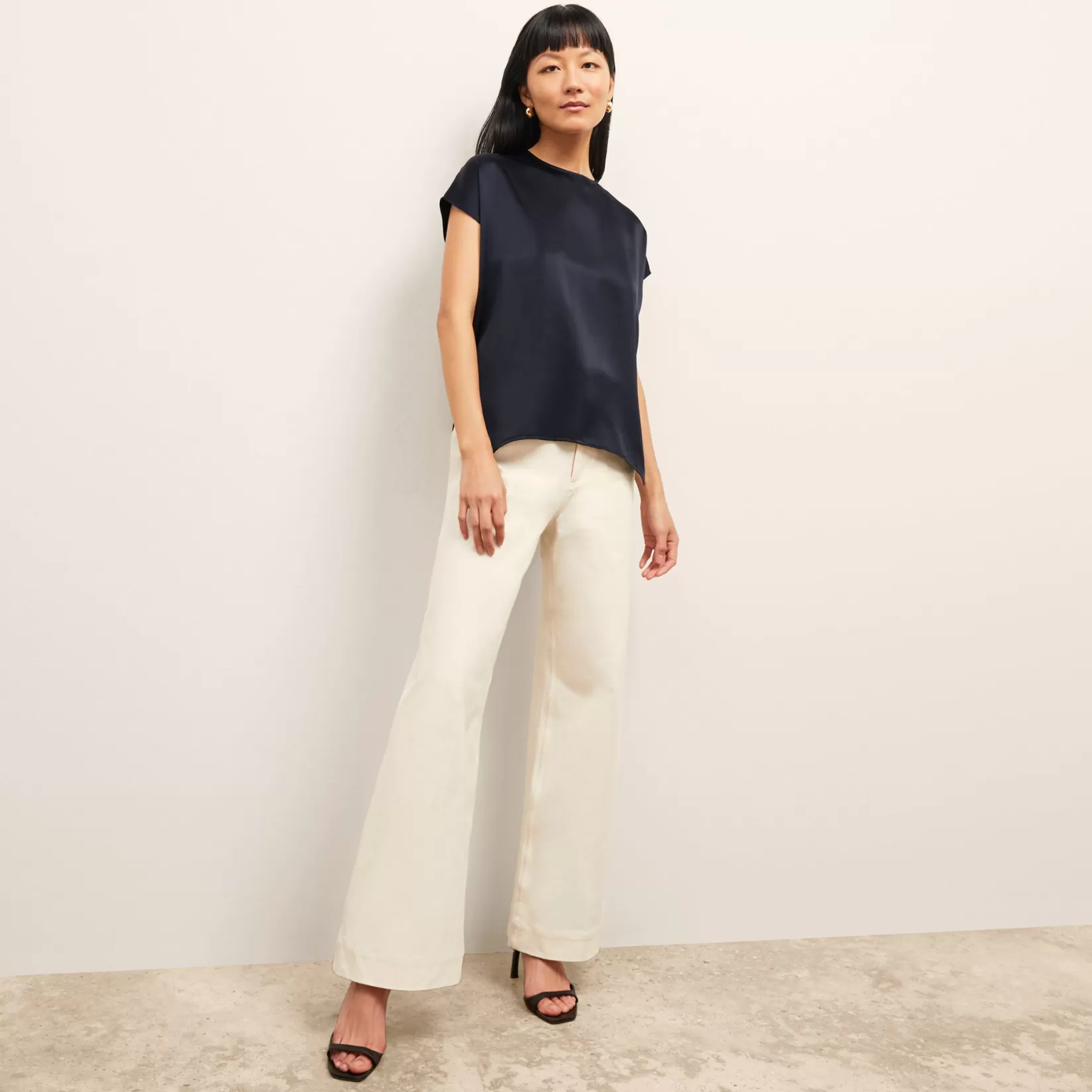 Tops | M.M.LaFleur The Didion Top - Washable Silk Charmeuse GalaxyBlue
