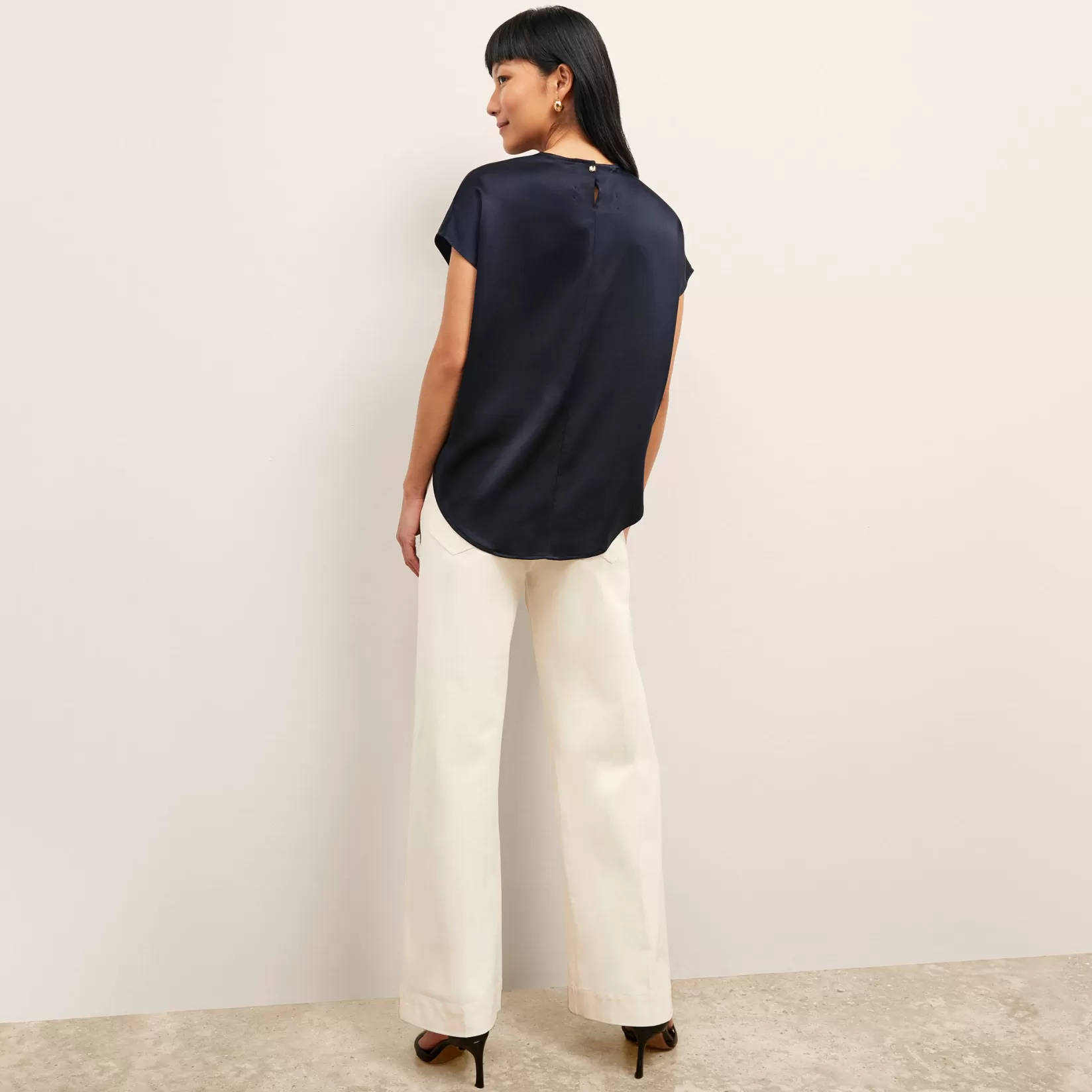Tops | M.M.LaFleur The Didion Top - Washable Silk Charmeuse GalaxyBlue