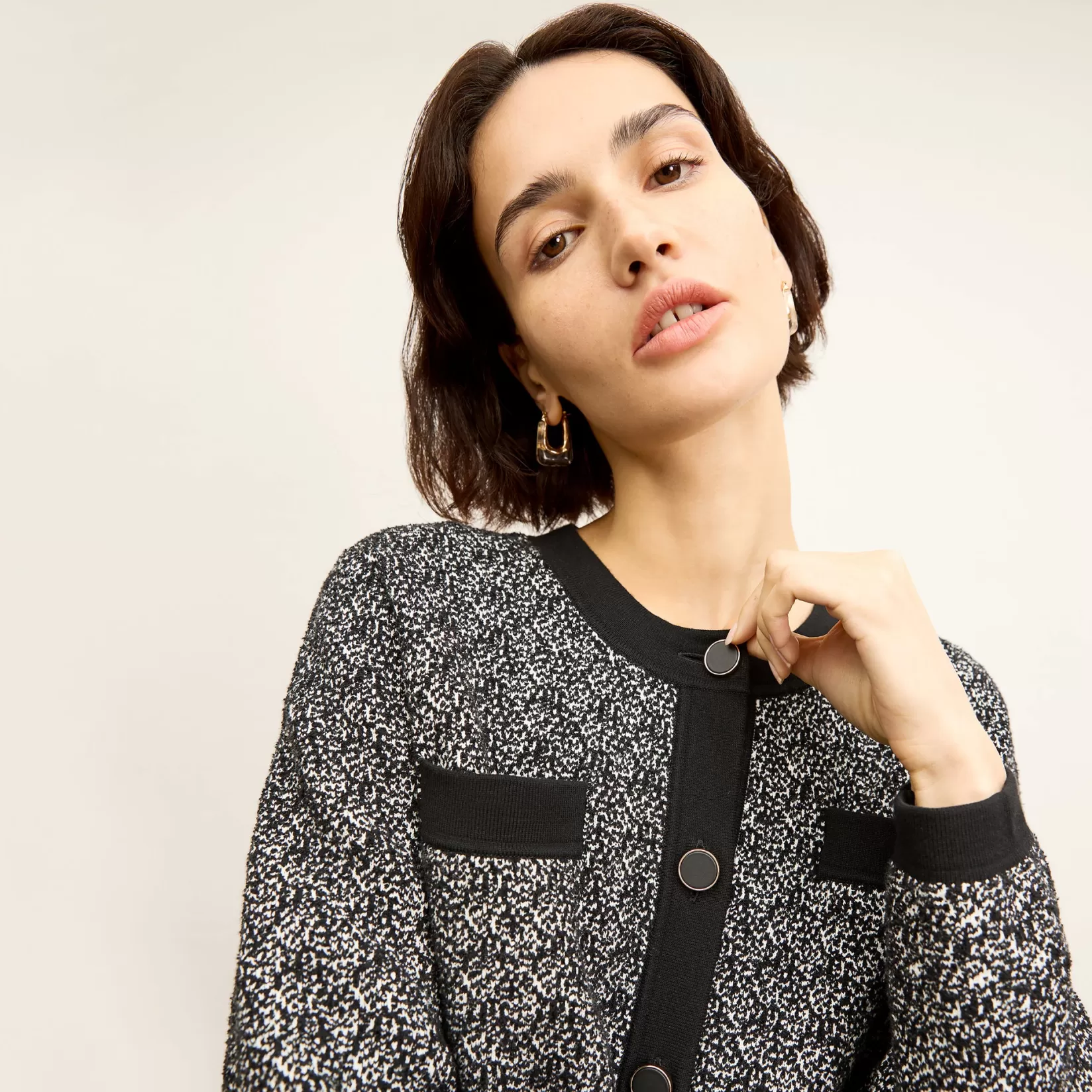 T-Shirts | Jackets | M.M.LaFleur The Evangeline Jardigan - Boucle Jardigan Knit Black/Ivory