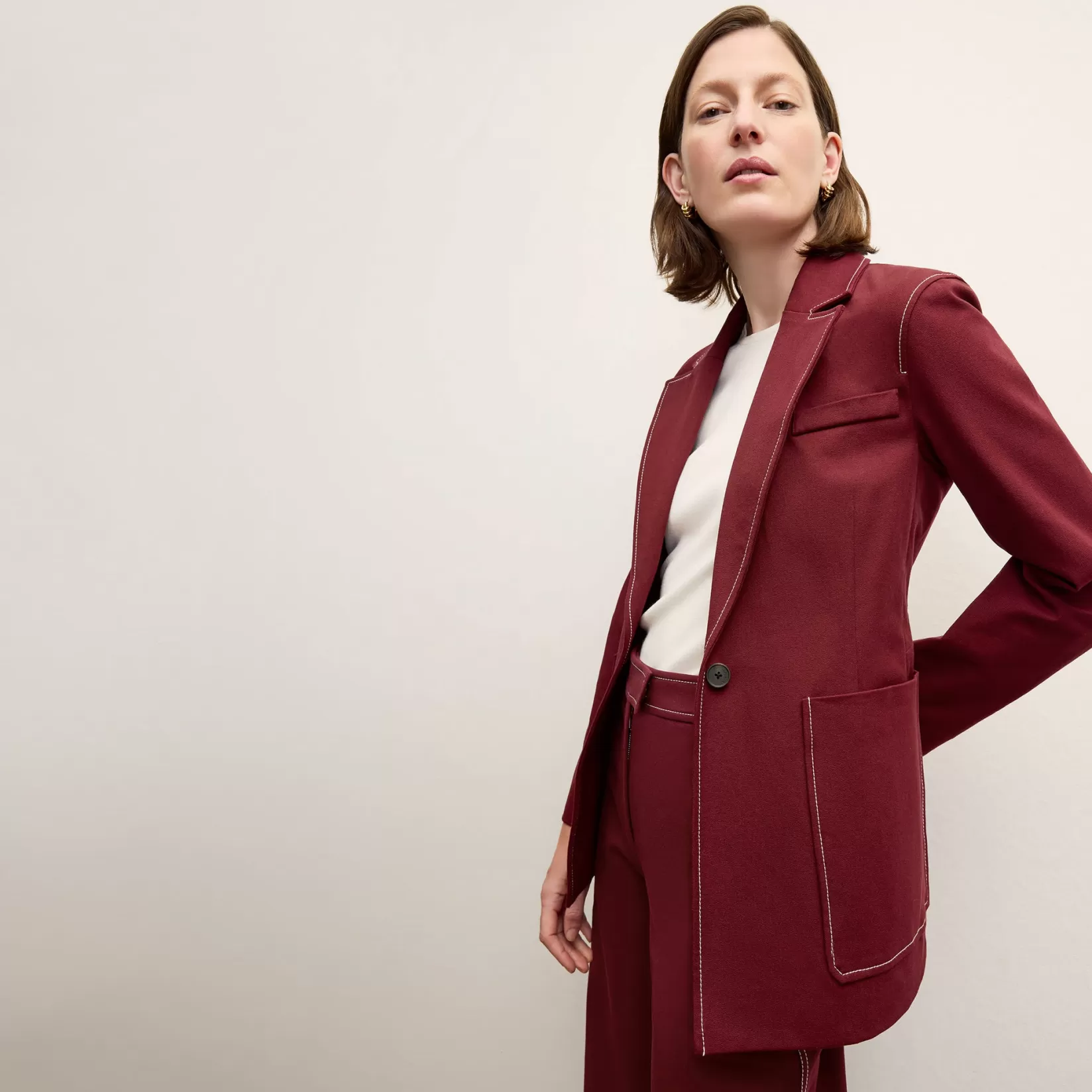 Jackets | Suiting | M.M.LaFleur The Grenville Jacket - Contrast Stitch Eco Better Than Denim BerryJam