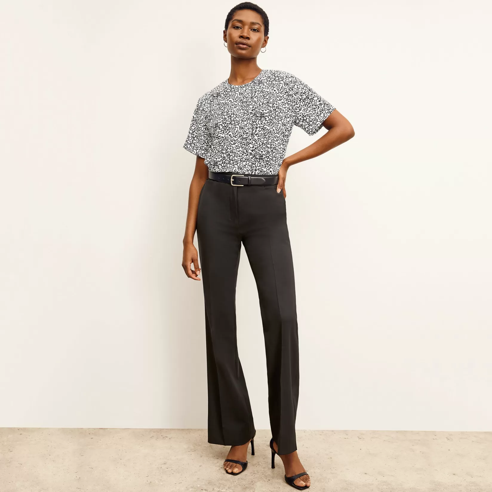 Sweaters | Suiting | M.M.LaFleur The Horton Flare Trouser - Washable Wool Twill Black