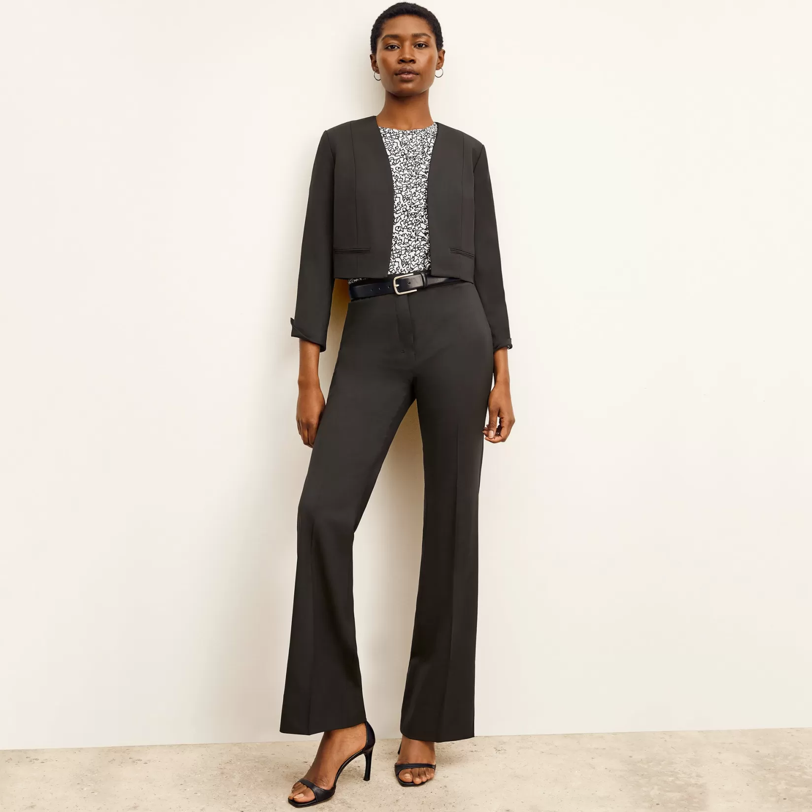 Sweaters | Suiting | M.M.LaFleur The Horton Flare Trouser - Washable Wool Twill Black