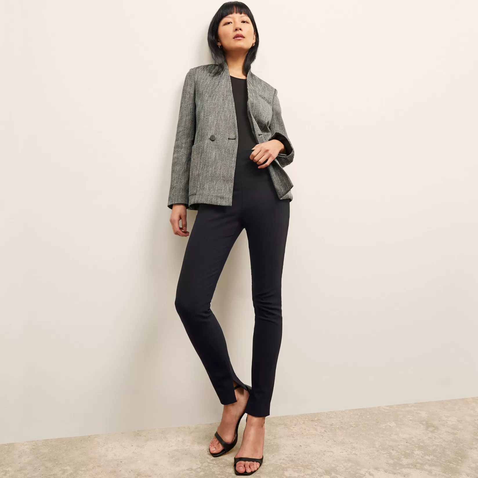 Suiting | M.M.LaFleur The Janette Jacket - Cotton Tweed Black/Ivory