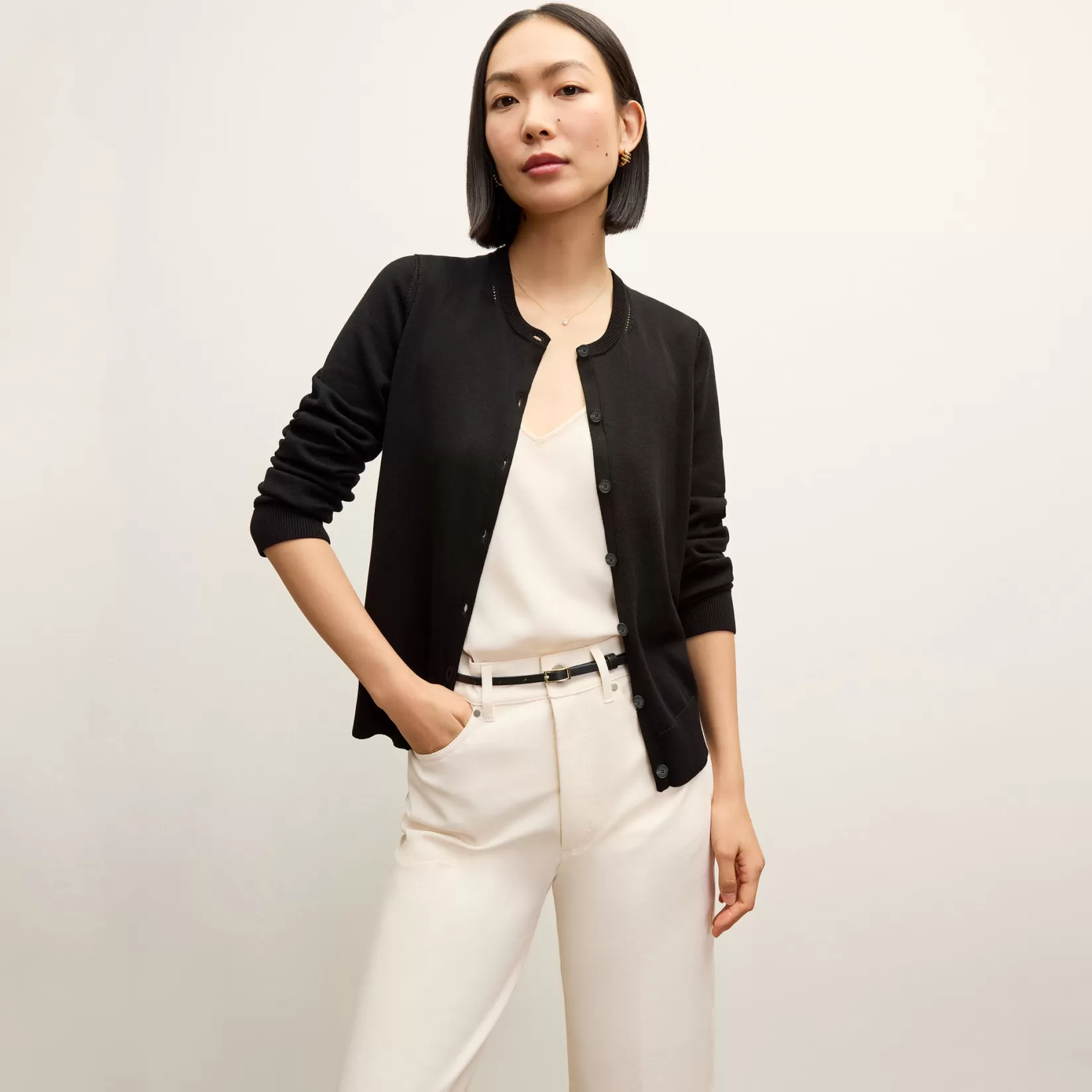 Sweaters | M.M.LaFleur The Mel Cardigan - Cotton Silk Knit Black