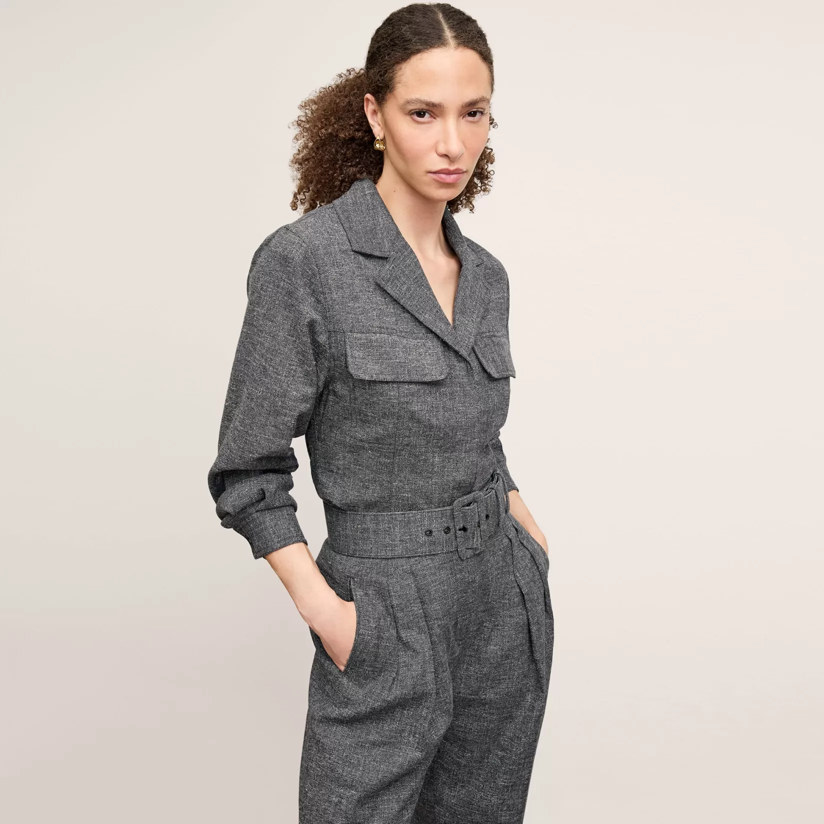 Jackets | Suiting | M.M.LaFleur The Natalia Shacket - Crosshatch Suiting Black/White