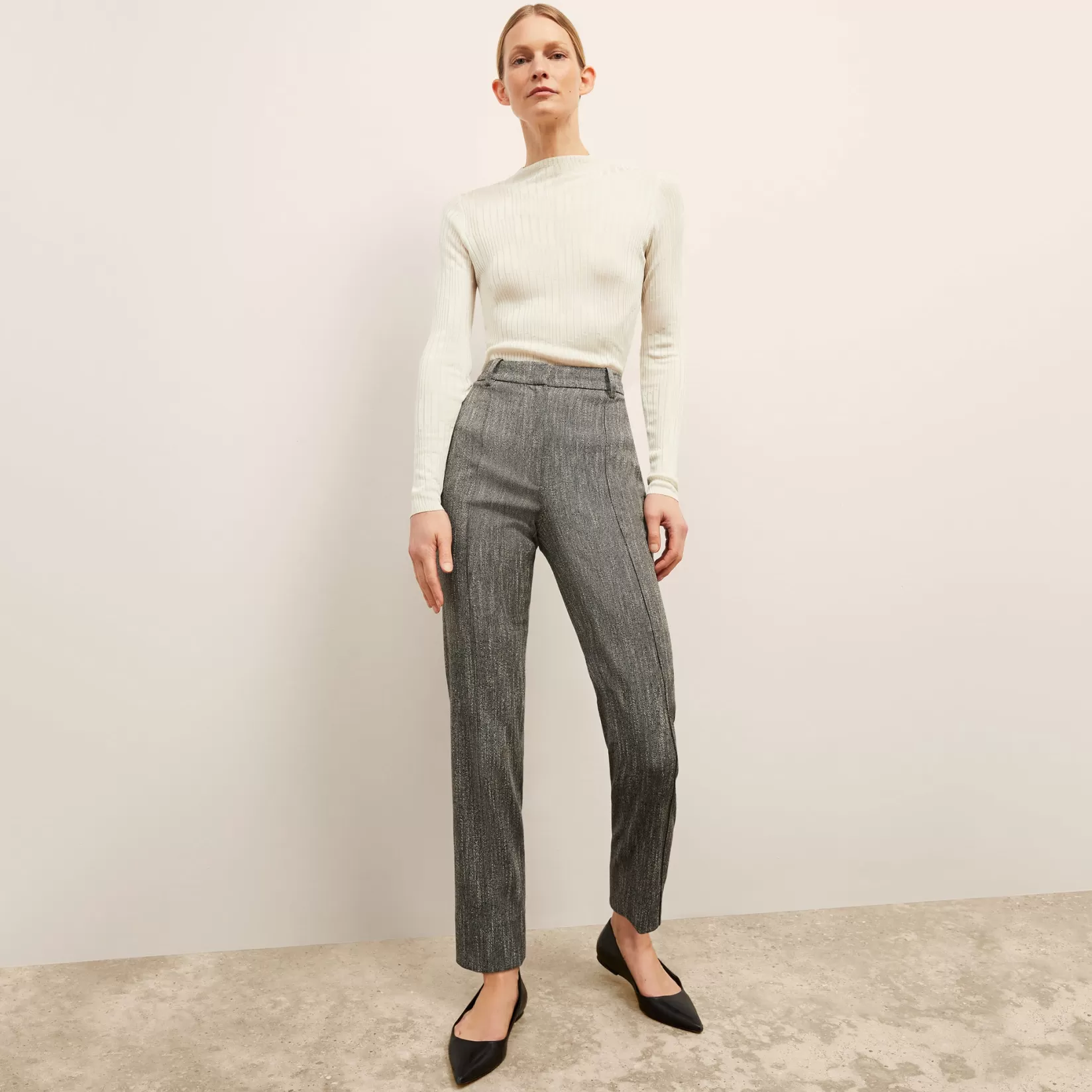 Suiting | M.M.LaFleur The Pearl Pant - Cotton Tweed Black/Ivory