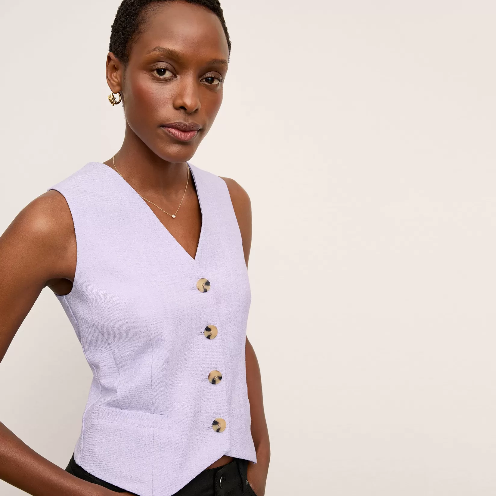Skirts | M.M.LaFleur The Roo Vest - Stretch Tweed Lilac/Ivory