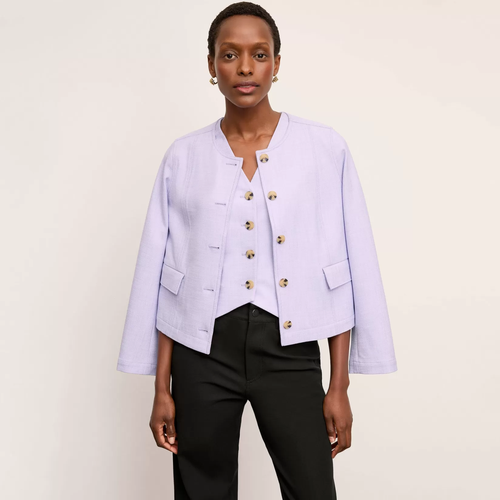 Skirts | M.M.LaFleur The Roo Vest - Stretch Tweed Lilac/Ivory