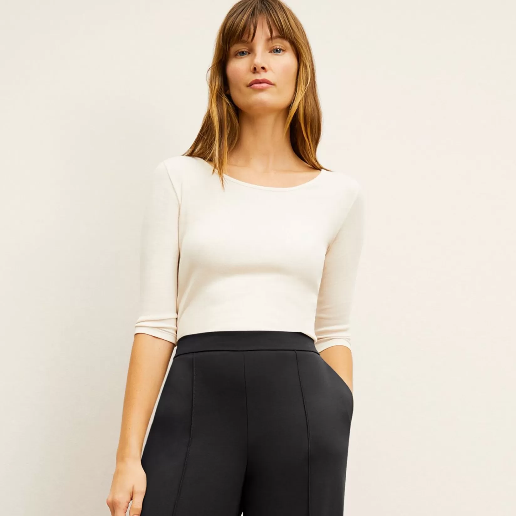 T-Shirts | M.M.LaFleur The Soyoung T-Shirt - Organic Ribbed Pima Cotton Ivory